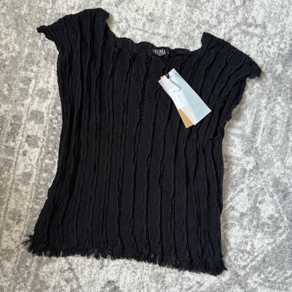 NWT Nima Black sparkly Knit Top
